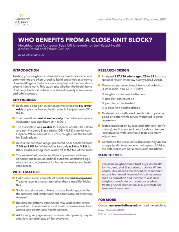 One-page research summary: Who benefits from a close-knit block?